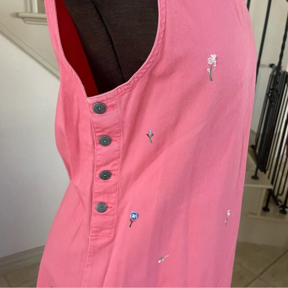 Vintage Basic Editions 100% Cotton Pink Twee Floral Embroidered Maxi Dress 90s - Picture 3 of 10
